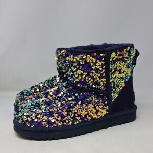 UGG Womens Sparkle Sequin Boots - Purple and Multicolor Size 8